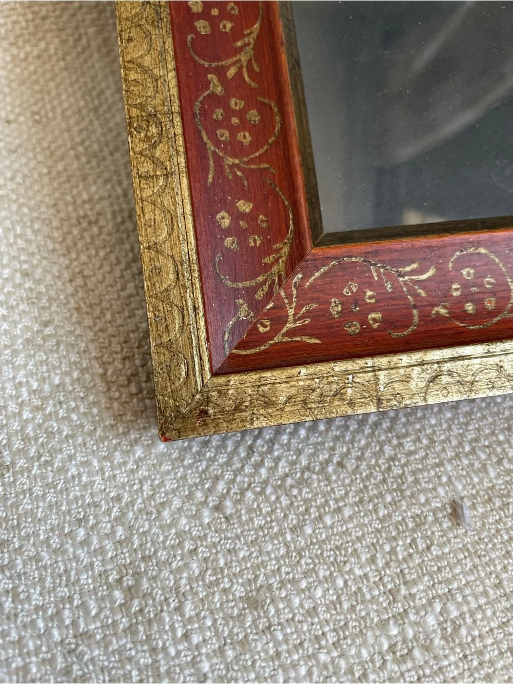 Vintage Ornate Handcrafted Red and Gold Decorative Picture Frame Fits 4x6
